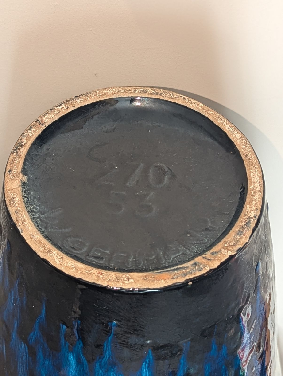 photo furniture Large West German Floor Vase  Fat Lava Blue Glaze – Mid Century Modern