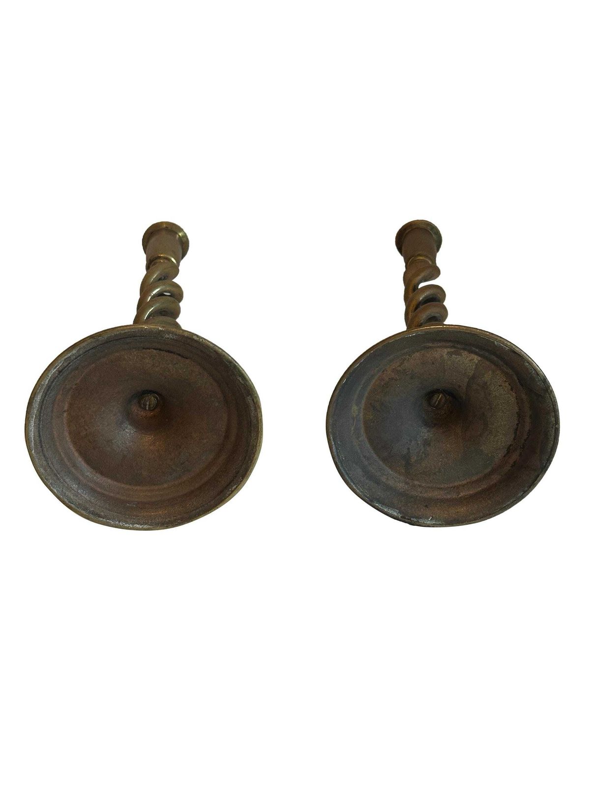 Large Pair Victorian Brass Candlestick Holders   Late 19th Century Open Barley Twist Design photo Home Decor