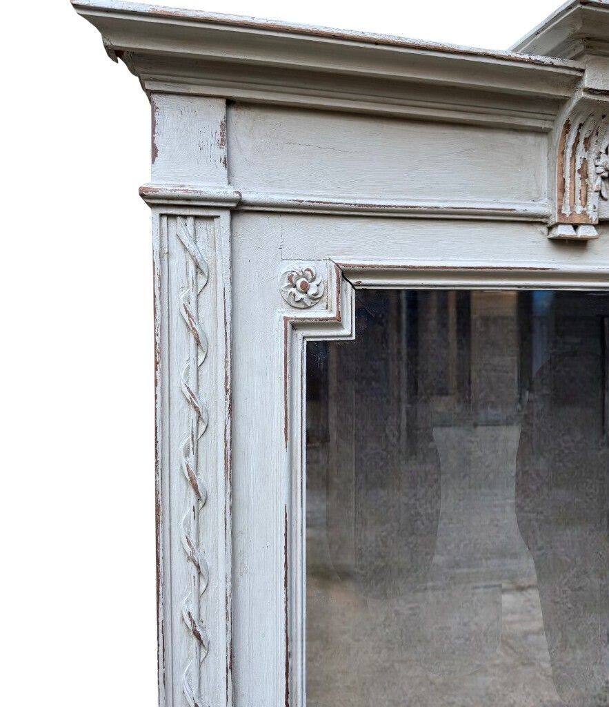 photo for sale A Large French Full Length 1880s Painted Over Mantle Mirror With Original Shaped Bevel