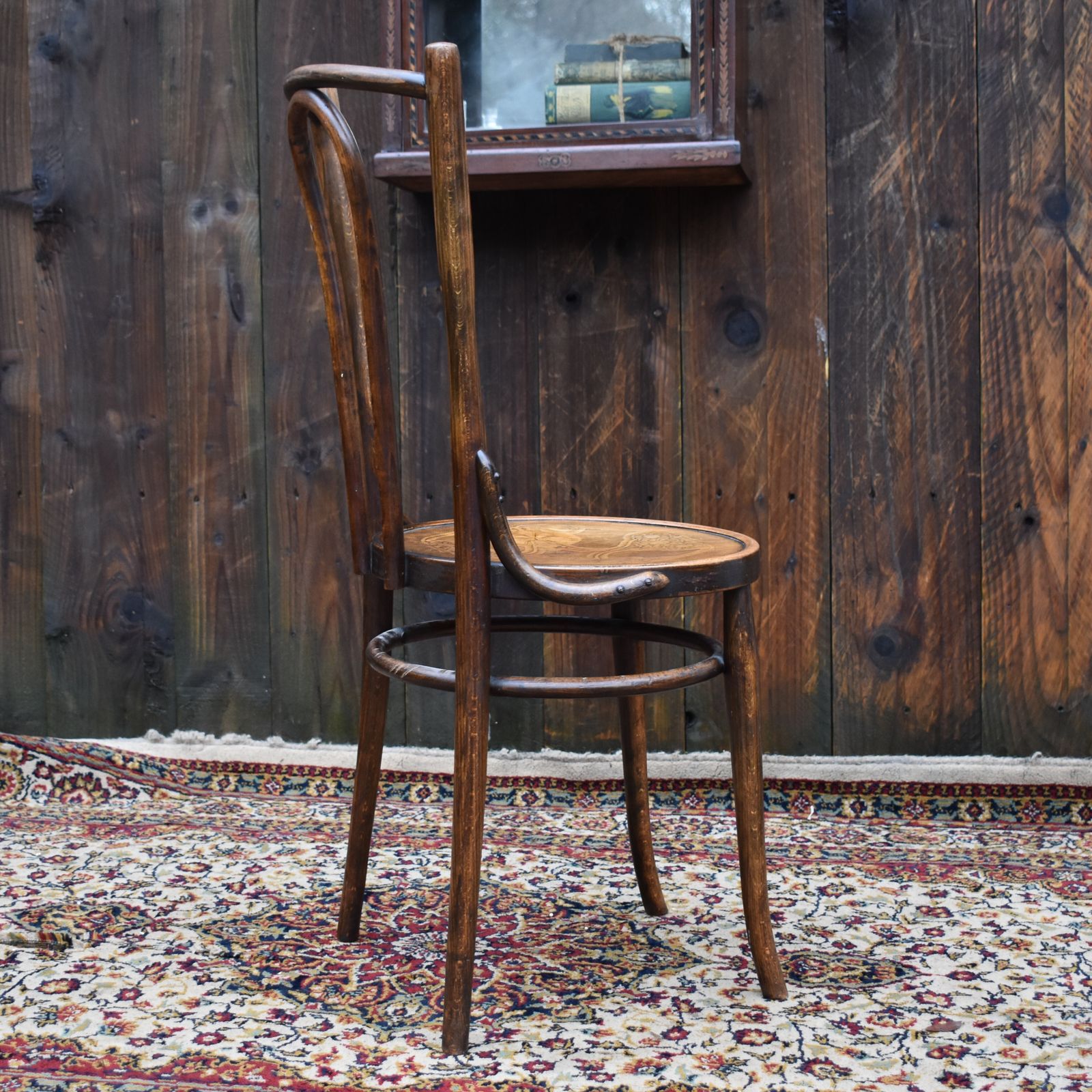 Antique 1920s Thonet Style Beech Bentwood Art Nouveau Embossed Bistro Cafe Chair photo 175.0