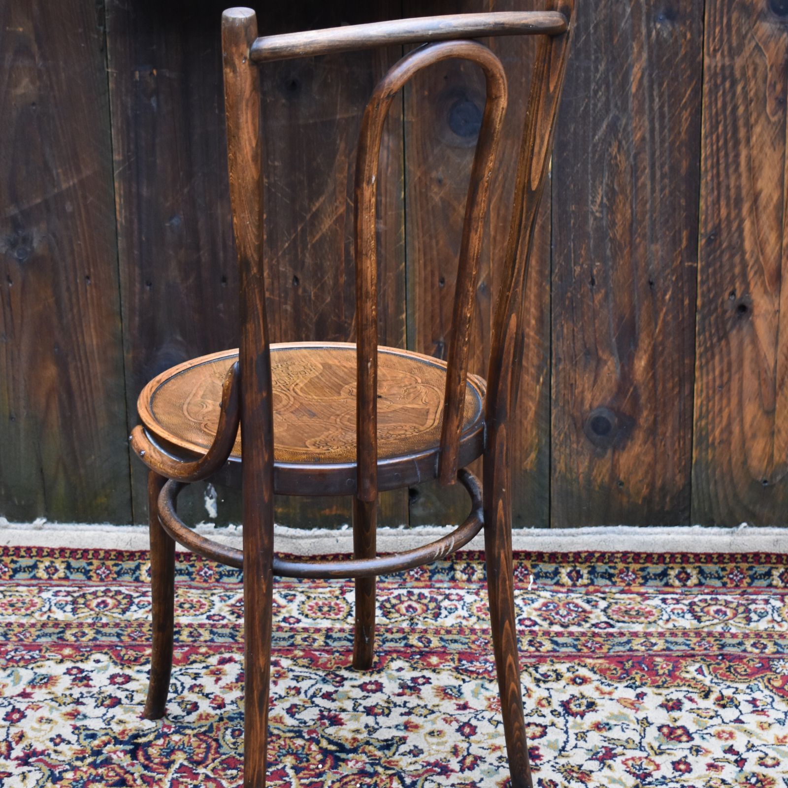Antique 1920s Thonet Style Beech Bentwood Art Nouveau Embossed Bistro Cafe Chair photo buy