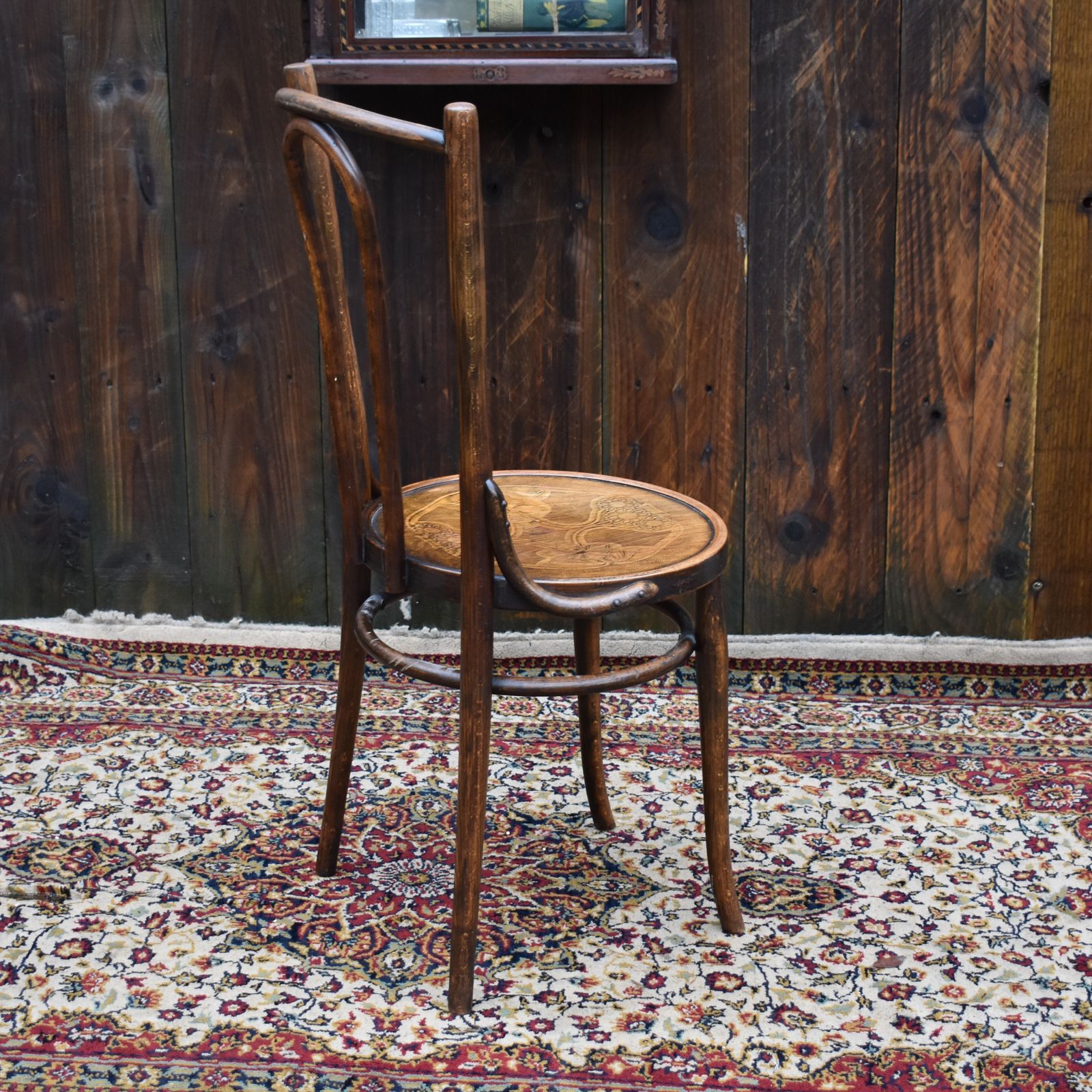 Antique 1920s Thonet Style Beech Bentwood Art Nouveau Embossed Bistro Cafe Chair photo vintage