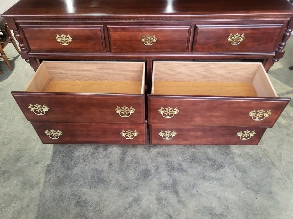 Antique Repro Low Long Chest Of Drawers 3 Over 4 photo vinterior