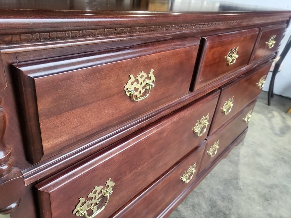 Antique Repro Low Long Chest Of Drawers 3 Over 4 photo buy