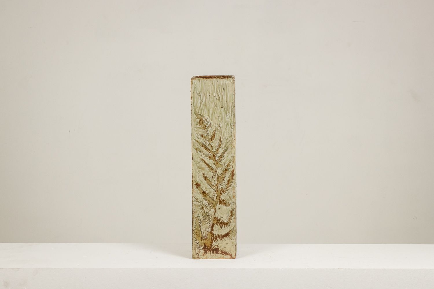 Brutalist Style Stoneware Vase With Plant Decoration. 1970s. photo furniture