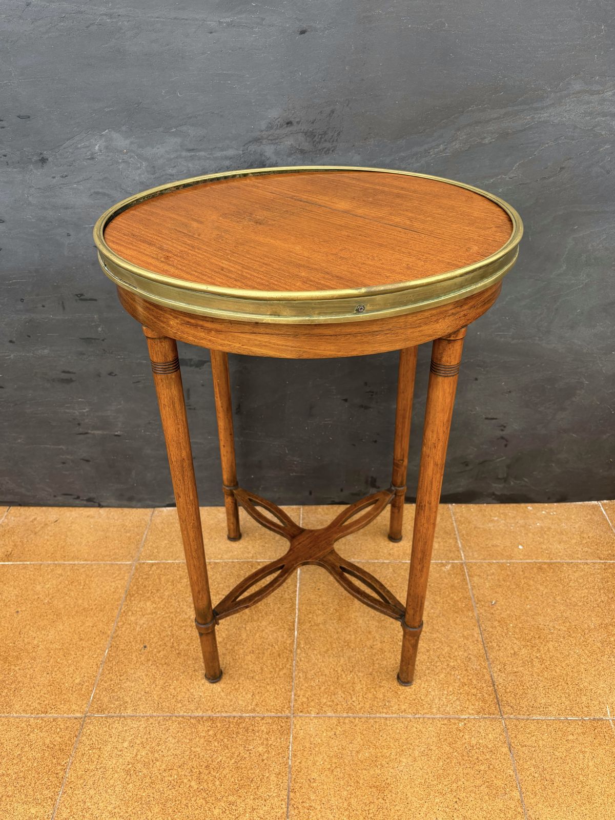 French Louis XVI Style Gueridon Table With Brass Gallery, 1930s photo Furniture