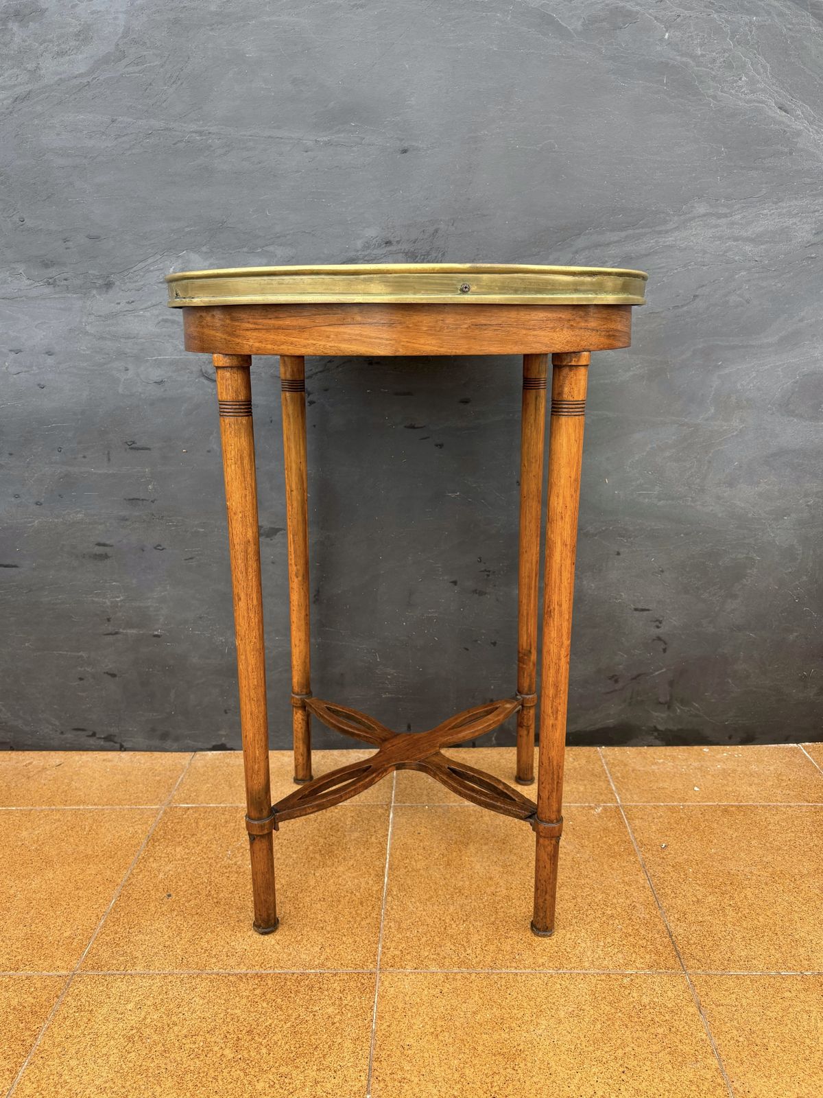 French Louis XVI Style Gueridon Table With Brass Gallery, 1930s photo 1560.0