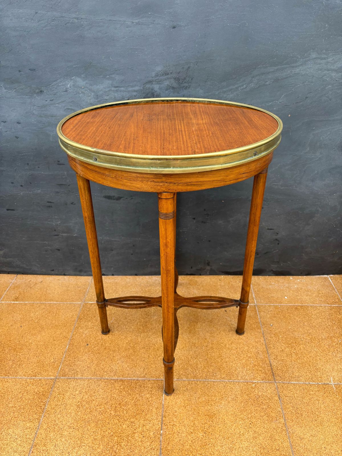 photo furniture French Louis XVI Style Gueridon Table With Brass Gallery, 1930s