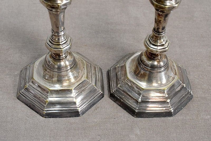 Pair Of Octagonal Candlesticks, 19th photo 289.43