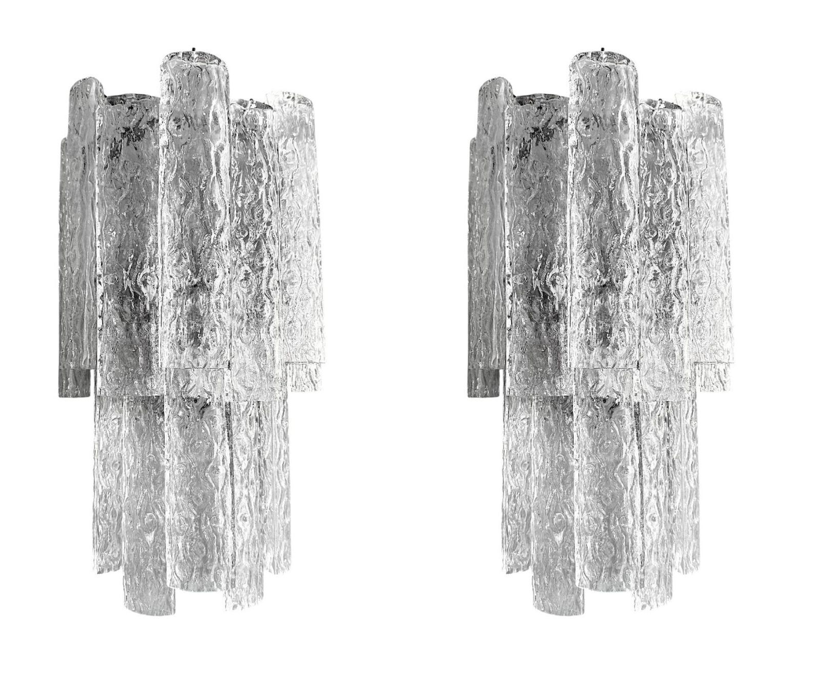 A Pair Of Large 1960s Murano Glass "Tronchi" Wall Socnces By Tony Zuccheri For Venini photo vinterior
