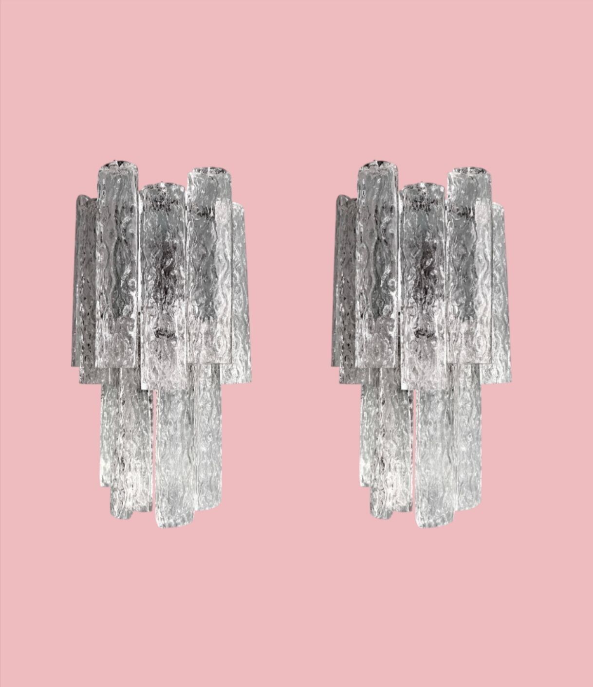 photo vinterior A Pair Of Large 1960s Murano Glass "Tronchi" Wall Socnces By Tony Zuccheri For Venini