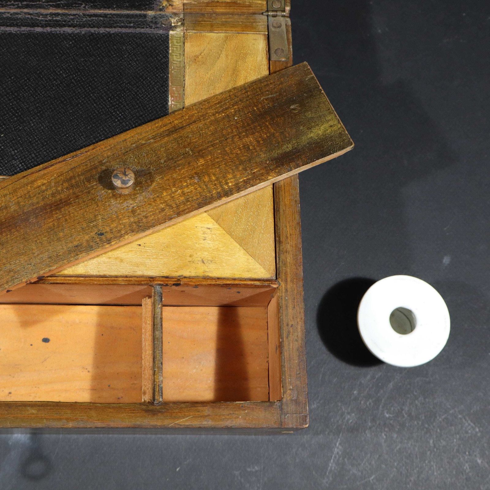 Antique French Wooden Portable Desk Writing Slope Box With Inkpots photo vintage