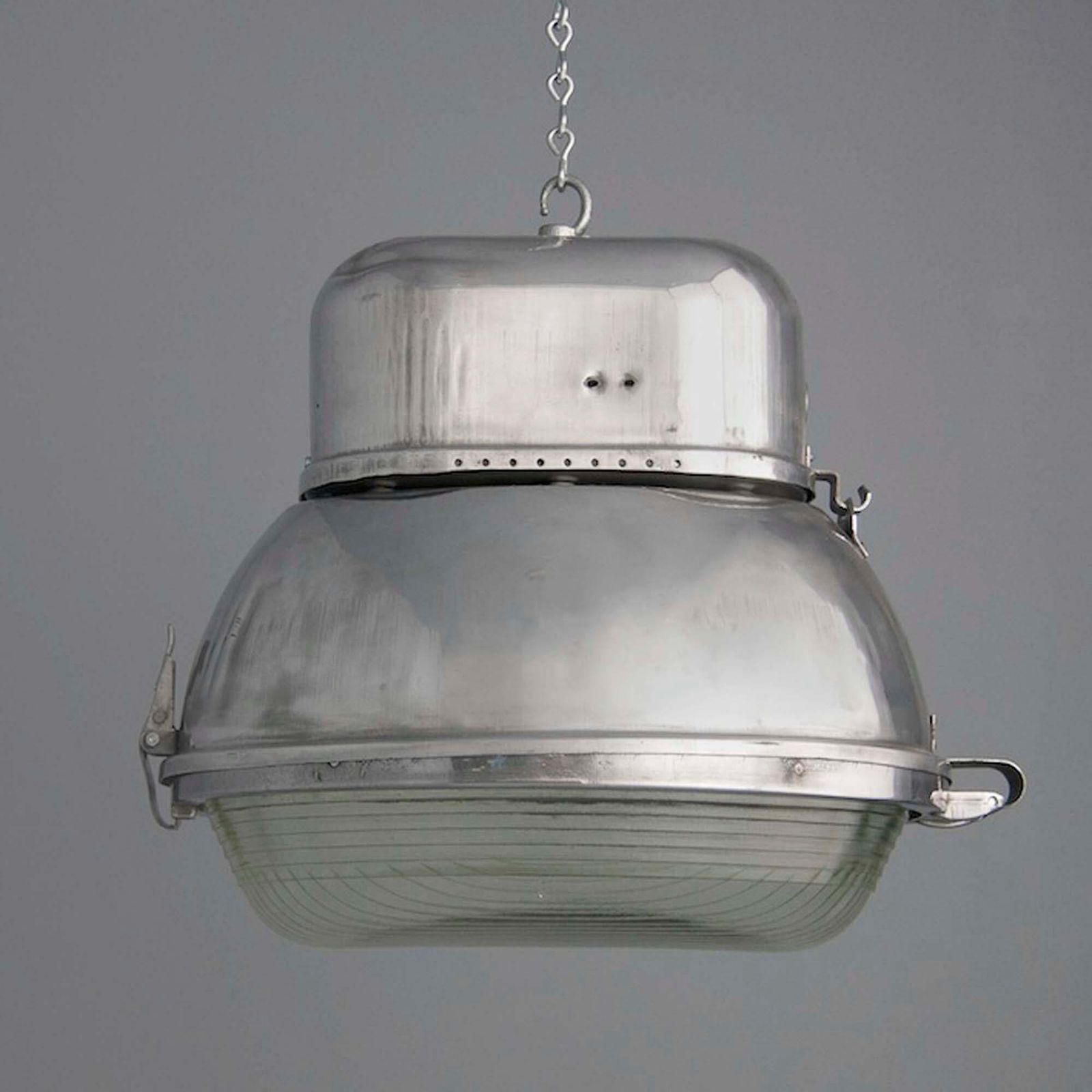 photo vinterior Mid Century Eastern Europe Street Lantern Pendant With Prismatic Glass 1960s