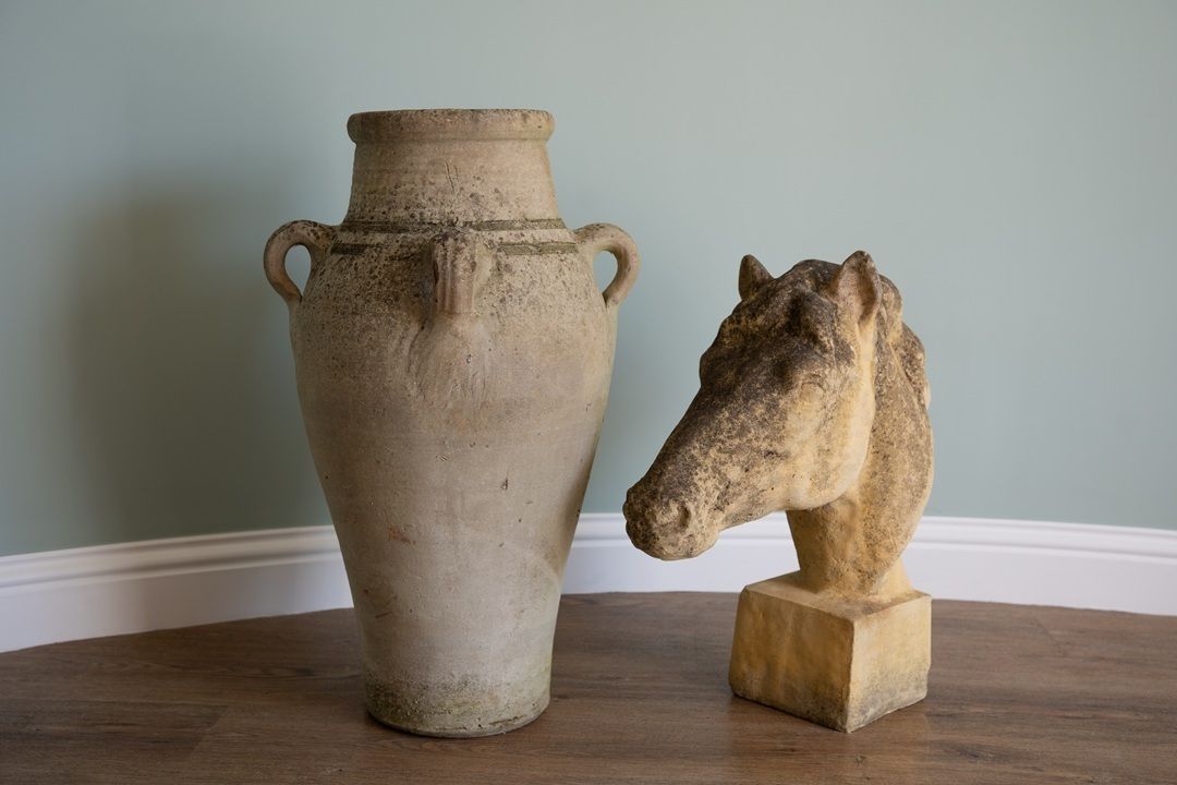 Rustic Terracotta Pot Roman Greek Urn Garden Planter photo vinterior