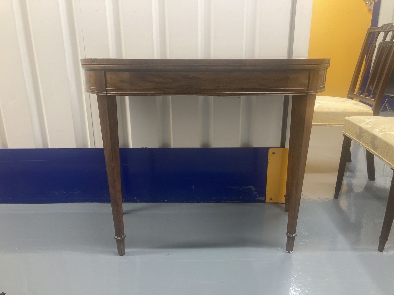Sheraton Period Rosewood Card Table On Square Tapered Legs With Double Gate Action (C1790) photo furniture