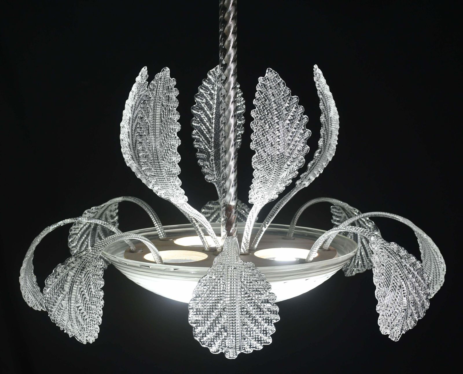 Lovely Art Deco Barovier E Toso Chandelier, Murano Glass, 1940s photo vinterior