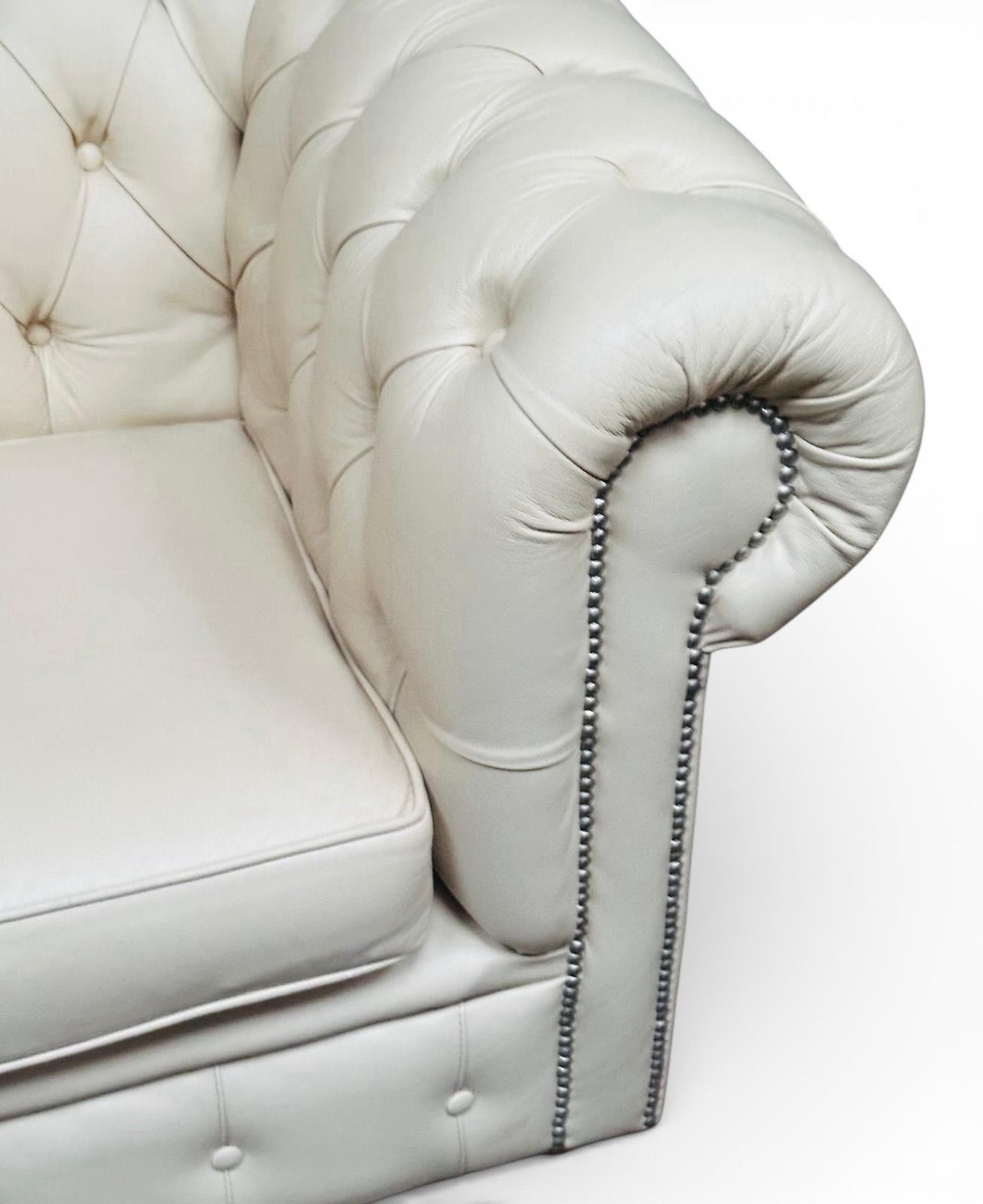 Vintage Chesterfield Leather Sofa Cream Superior Quality Two Seater photo for sale
