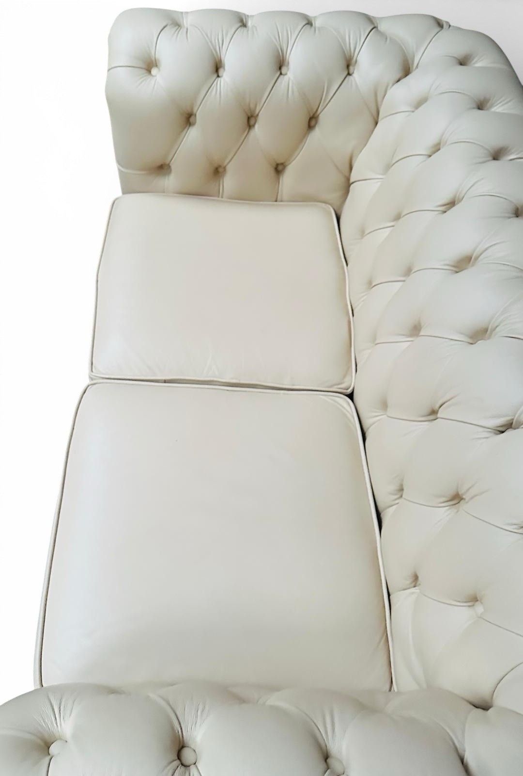 Vintage Chesterfield Leather Sofa Cream Superior Quality Two Seater photo vinterior