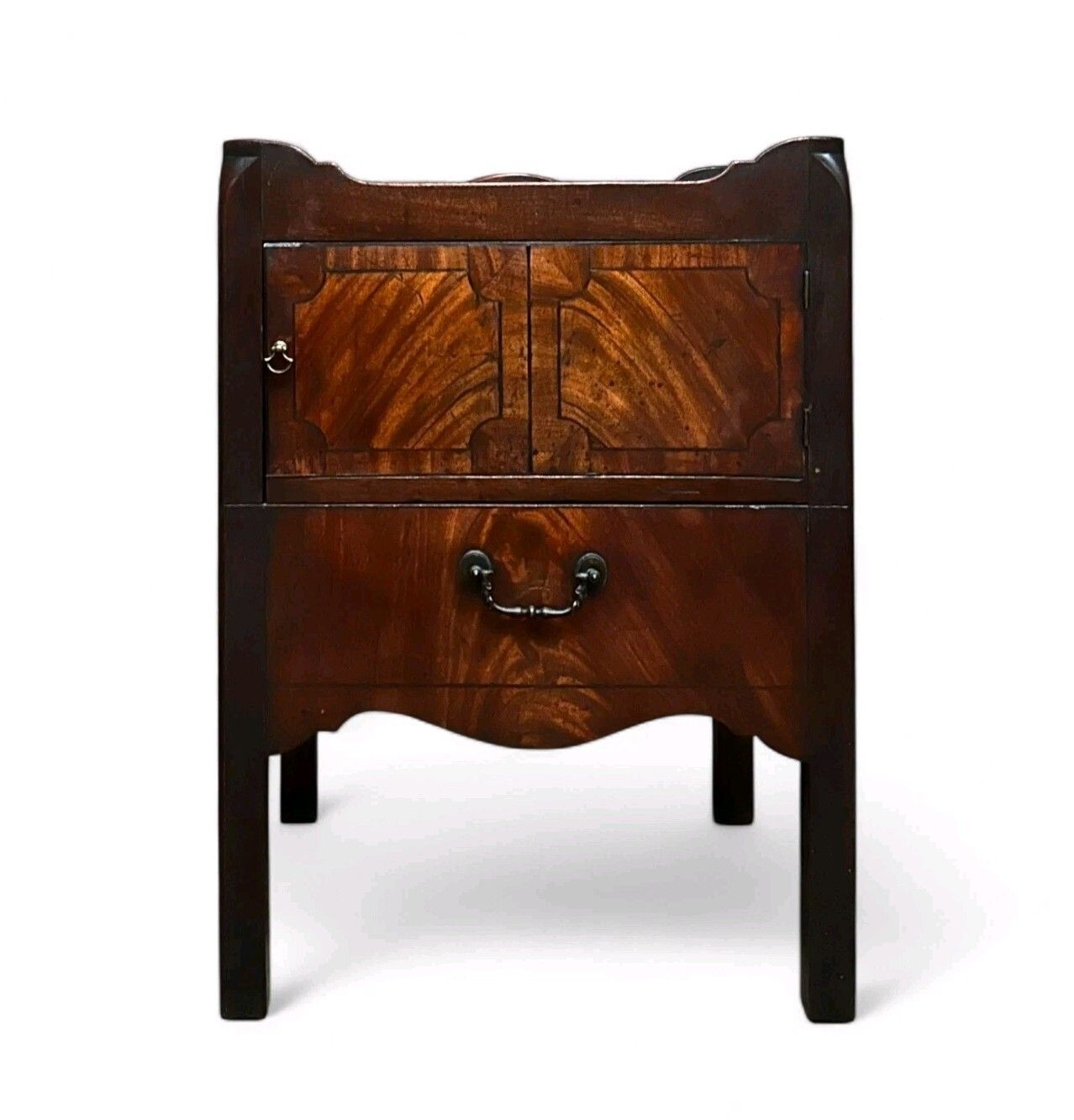 Antique  18th Century George III Period Mahogany Tray Top Bedside Cupboard photo for sale