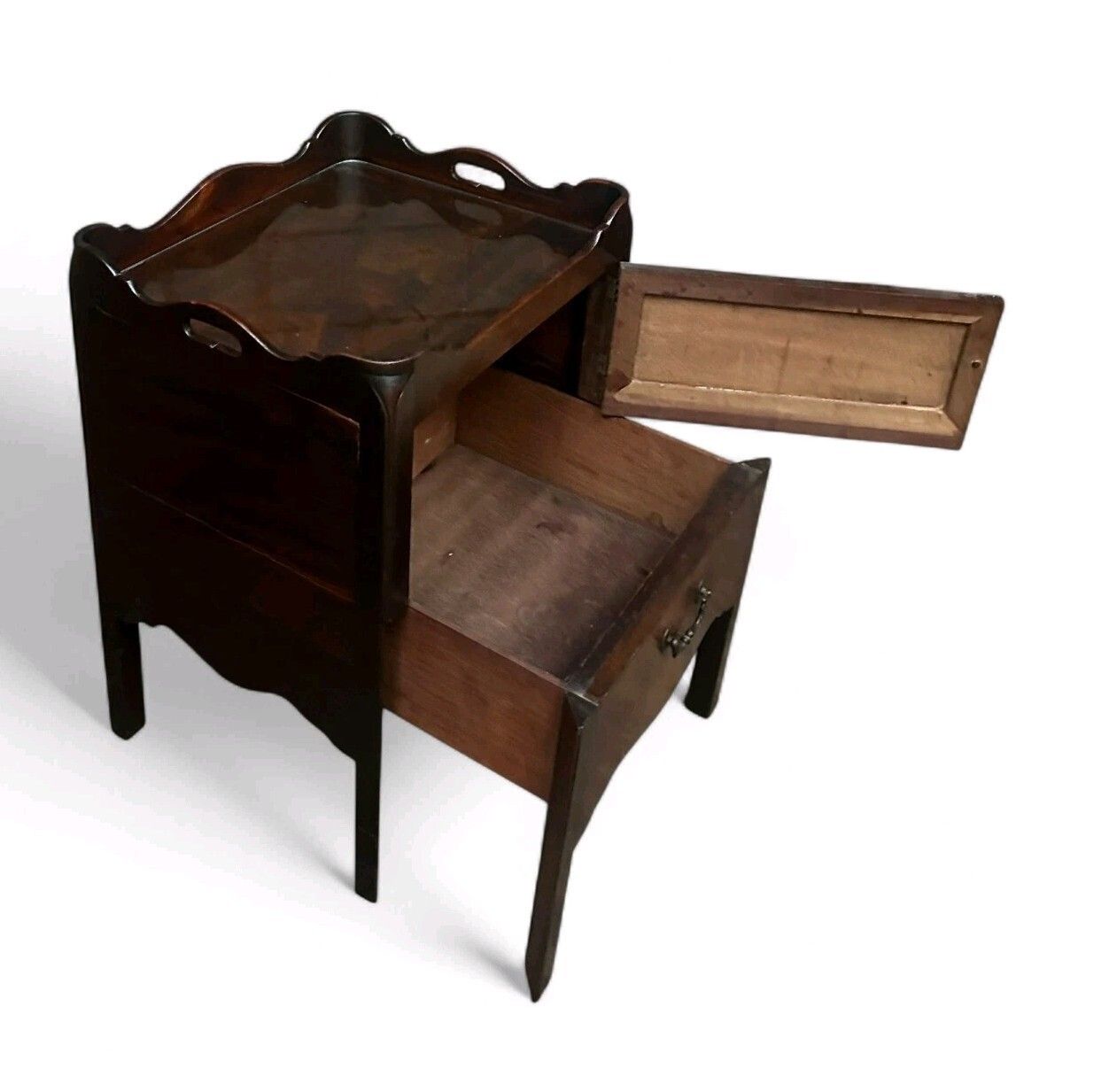 Antique  18th Century George III Period Mahogany Tray Top Bedside Cupboard photo buy