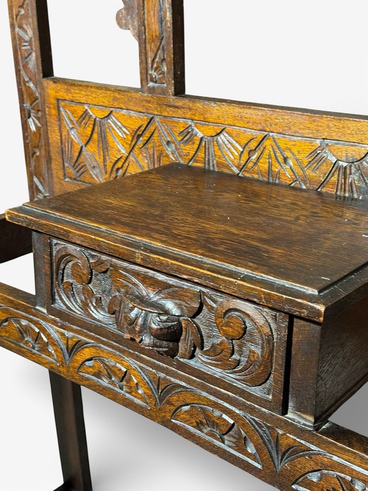 photo furniture Antique Green Man Carved Oak Hall Stand Coat Stand C1880s Superior Quality