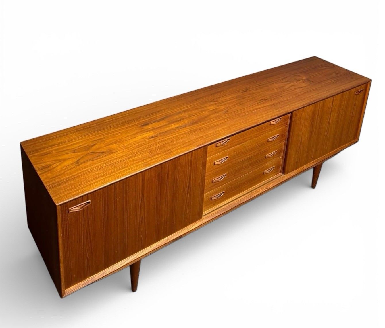 photo vintage Danish Clausen And Sons Teak Sideboard Mid Century Sliding Doors Rare C1960s