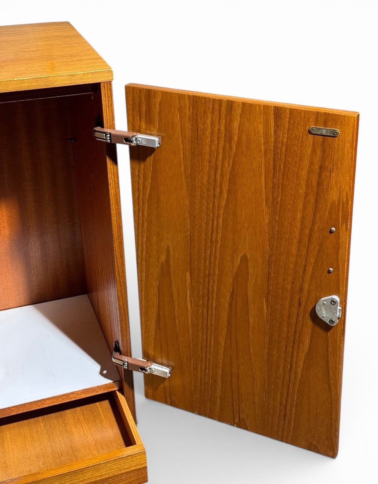 Teak And Steel Drinks Cabinet Cocktail Cabinet Mid Century Hair Pin Legs C1970s photo vintage