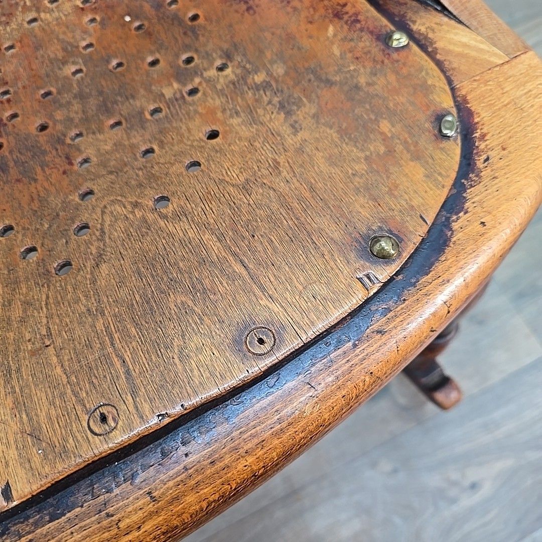 Antique Wooden Rocking Chair – Perforated Seat & Back Victorian / Arts & Crafts photo buy