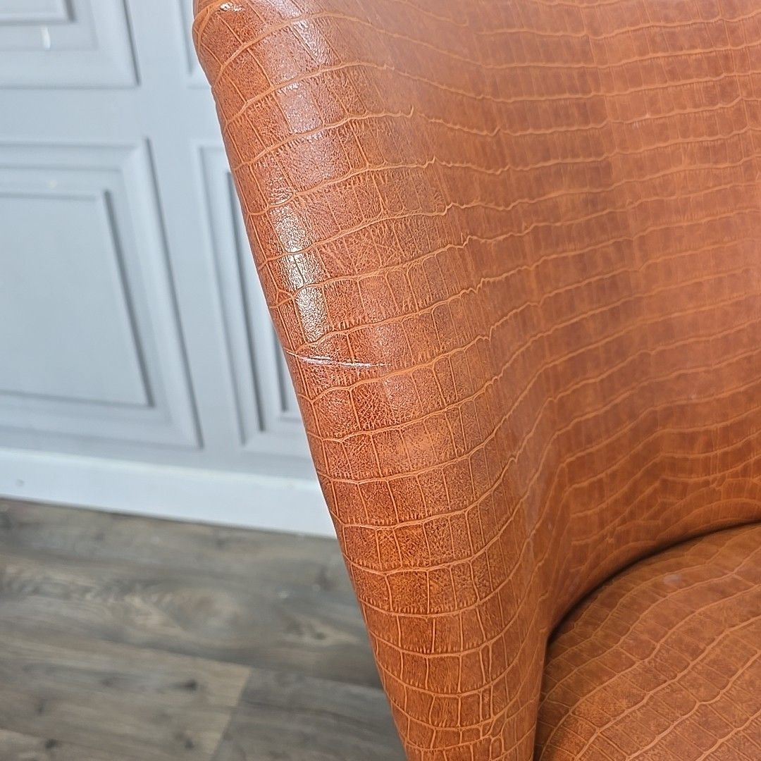 Retro Vintage Side Chair Faux Leather Upholstered – Croc Effect Vinyl Seat photo 70.0