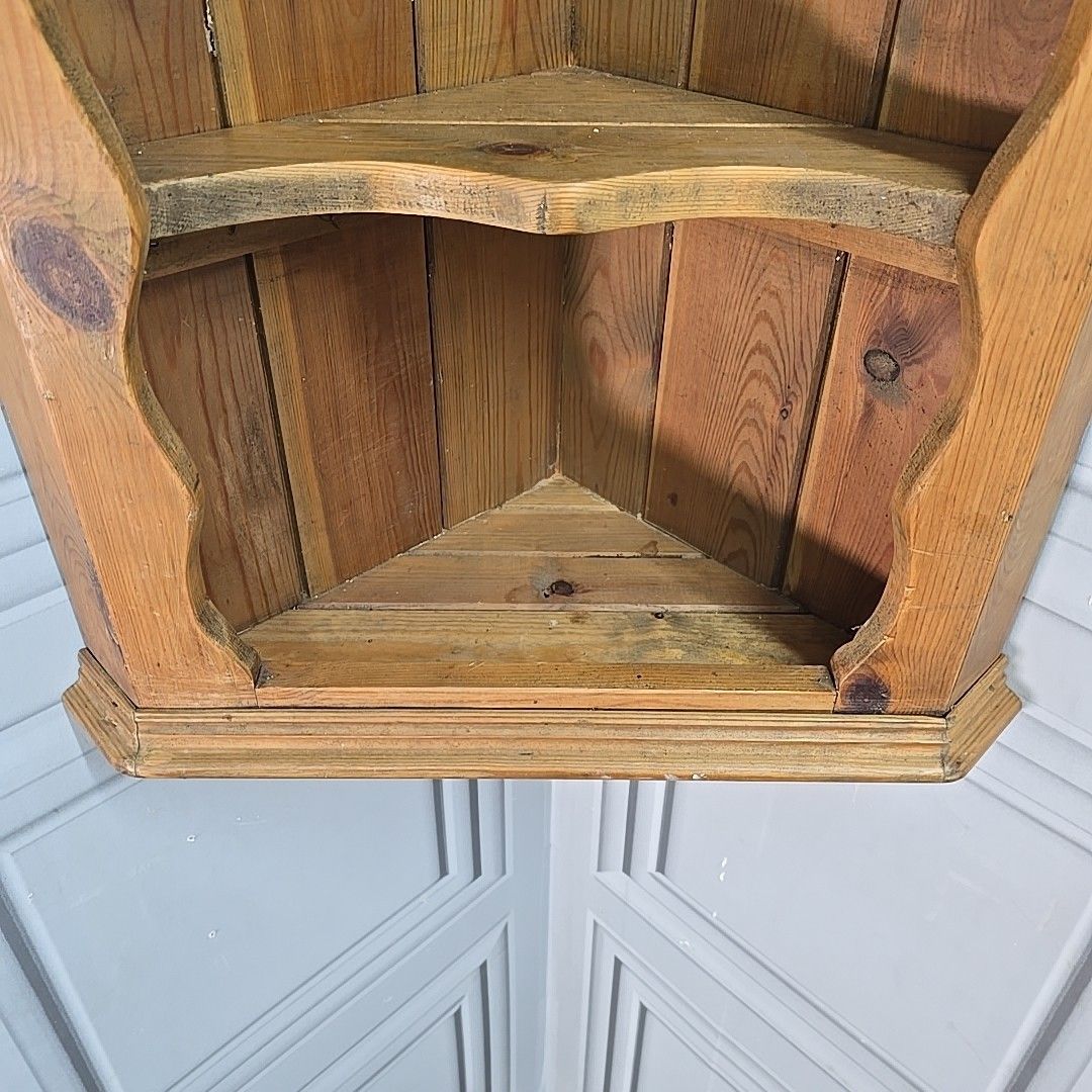 Retro Corner Wall Shelf Vintage Rustic Solid Pine – Country Kitchen Shelving photo 120.0