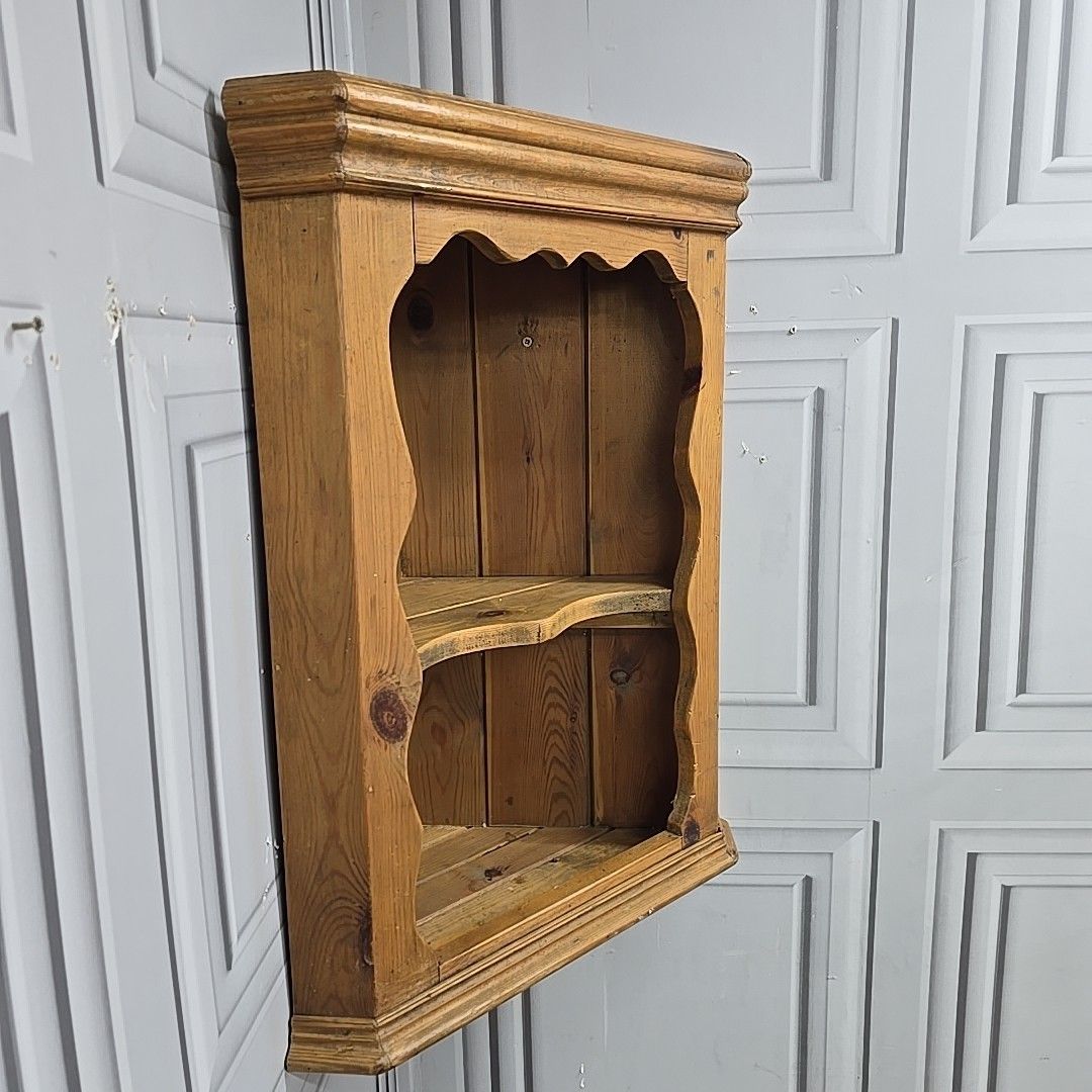 photo furniture Retro Corner Wall Shelf Vintage Rustic Solid Pine – Country Kitchen Shelving