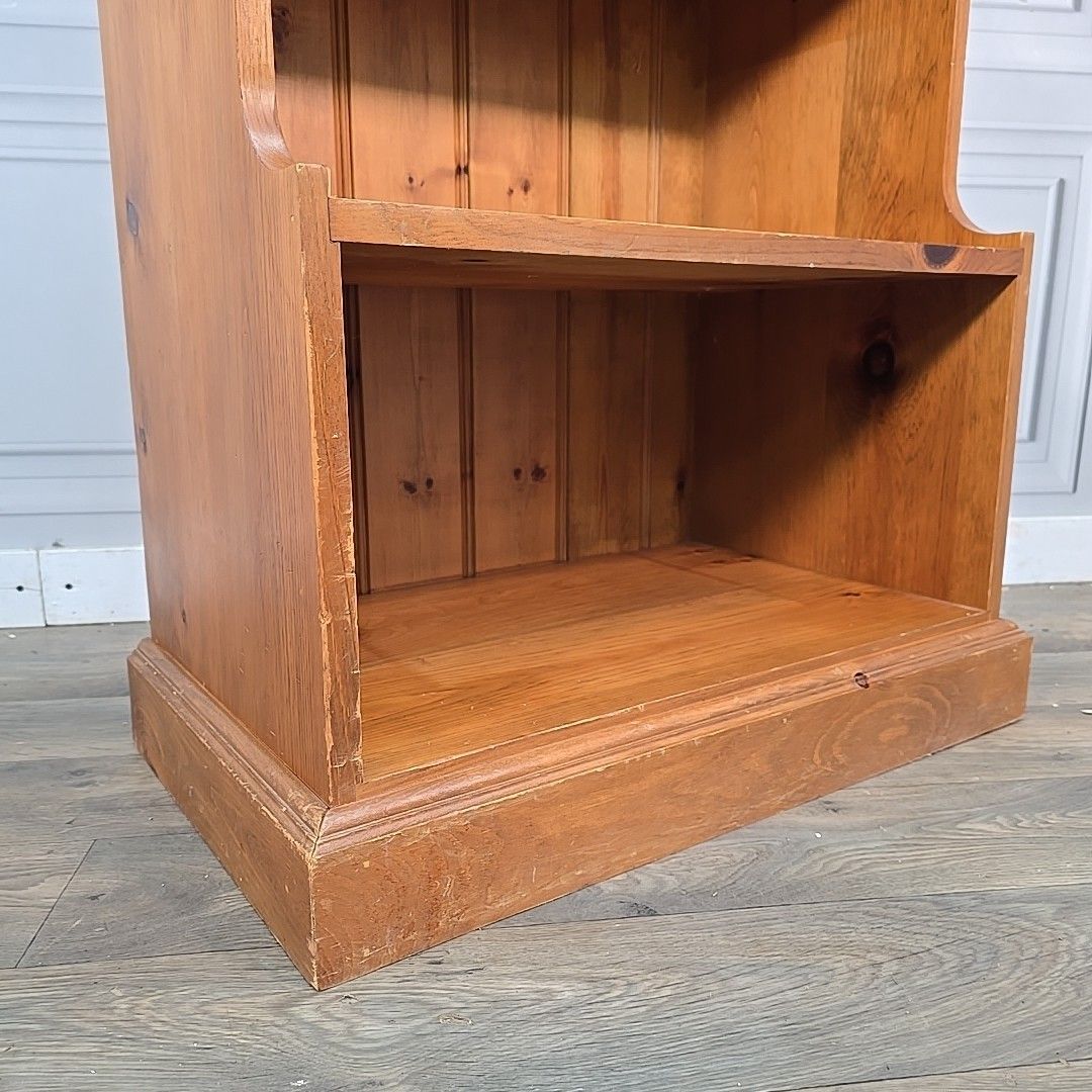 Retro Vintage Waterfall Bookcase Solid Wood Pine Rustic Farmhouse Shelving Unit photo for sale