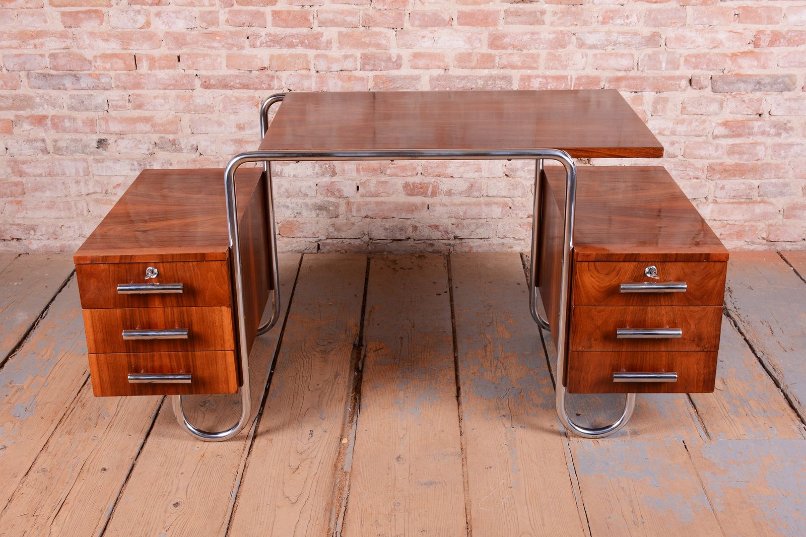 Restored Bauhaus Writing Desk, By A. Lurcat For Kovona, Walnut, Czech, 1920s photo for sale