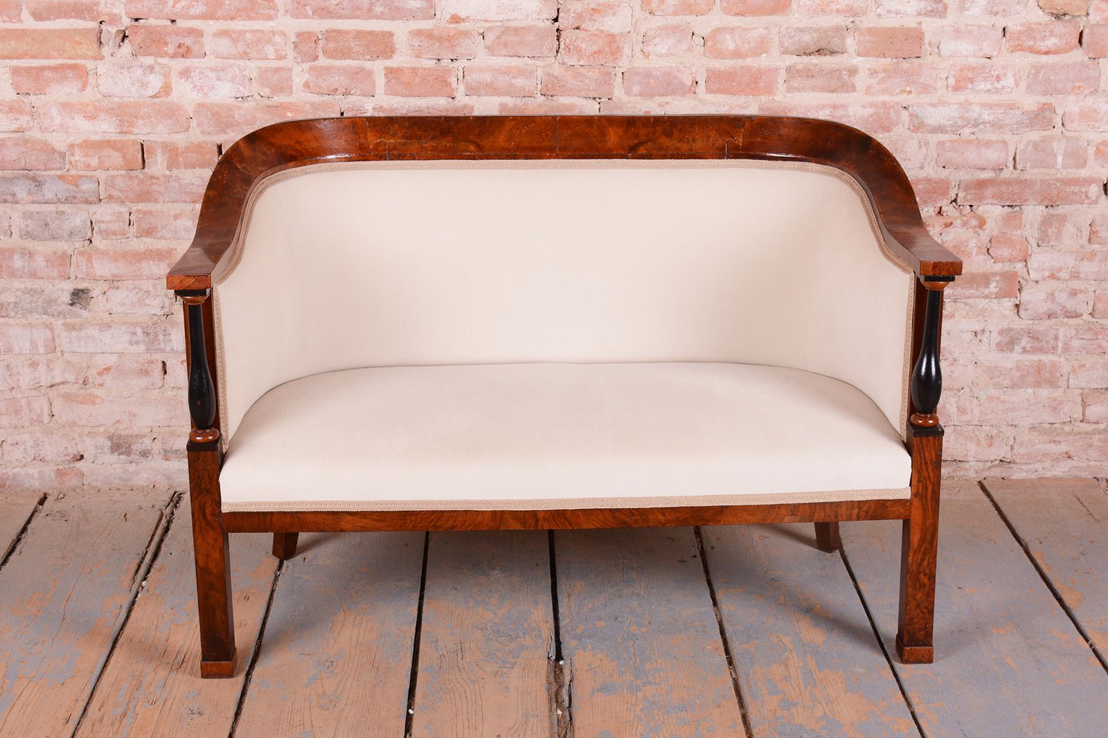 Restored Biedermeier Seating Set, Walnut, Ebony, Reupholstered, Austria, 1820s photo for sale