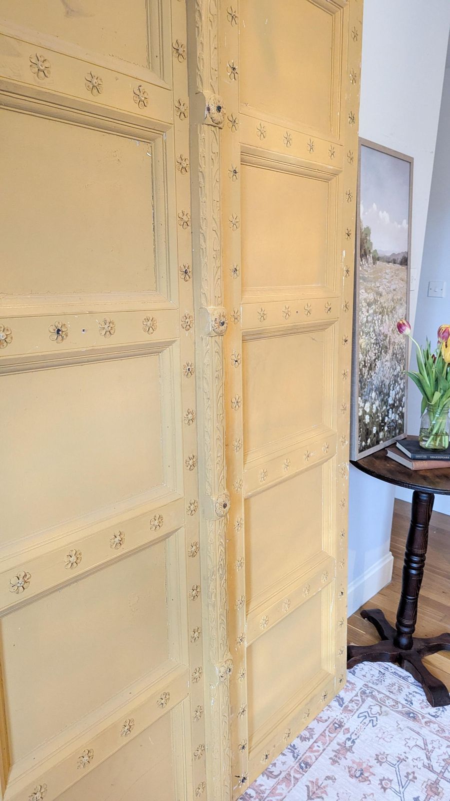 2 X Tall, Rustic, Reclaimed, Yellow Indian Doors (Sold As A Pair) photo Home Fixtures