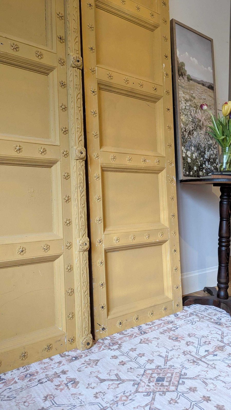 photo furniture 2 X Tall, Rustic, Reclaimed, Yellow Indian Doors (Sold As A Pair)