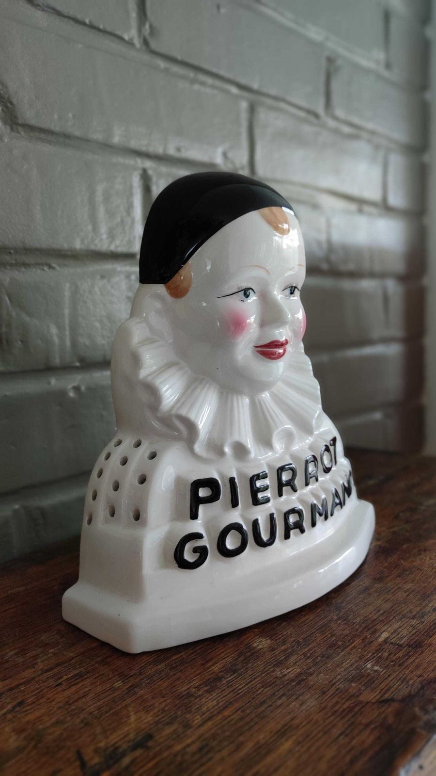 French Ceramic Pierrot Gourmand Lollipop Stand, Clown Bust, 1970s photo 148.0