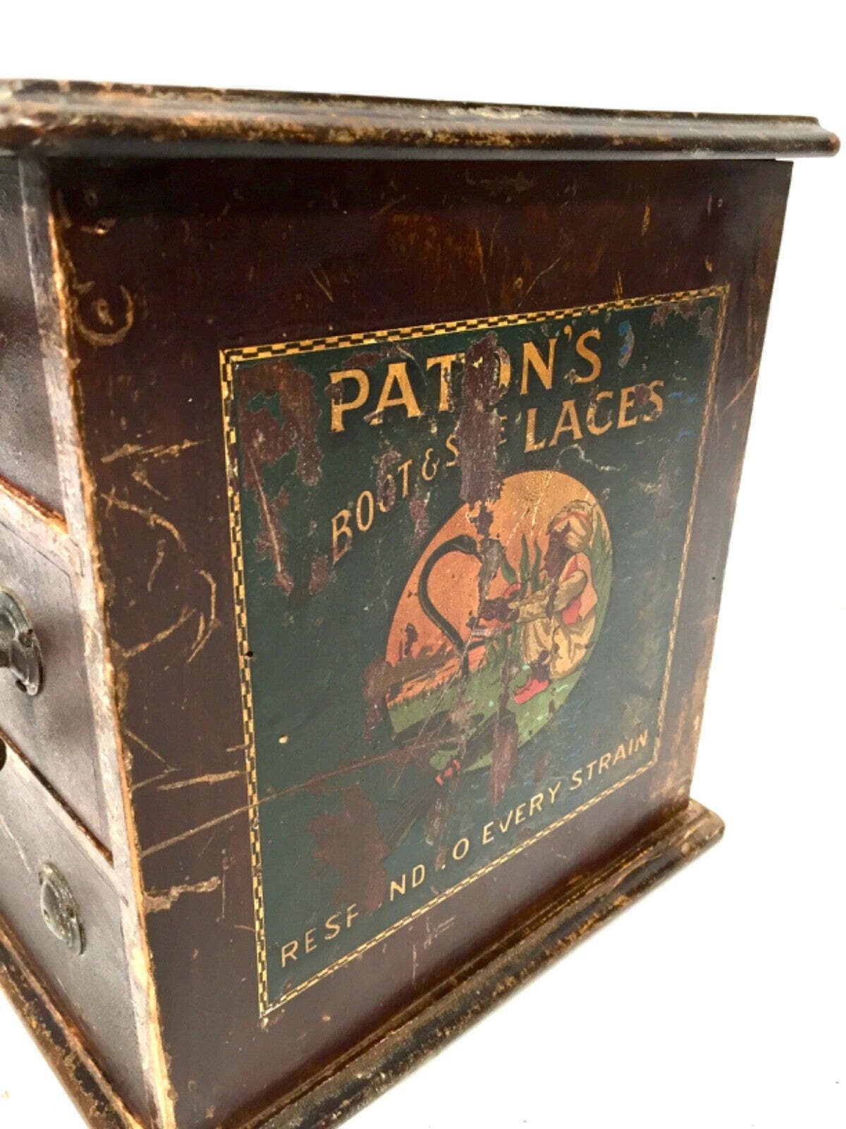 Antique Advertising Paton's Laces Haberdashery Shop Counter Drawers Cabinet photo vintage