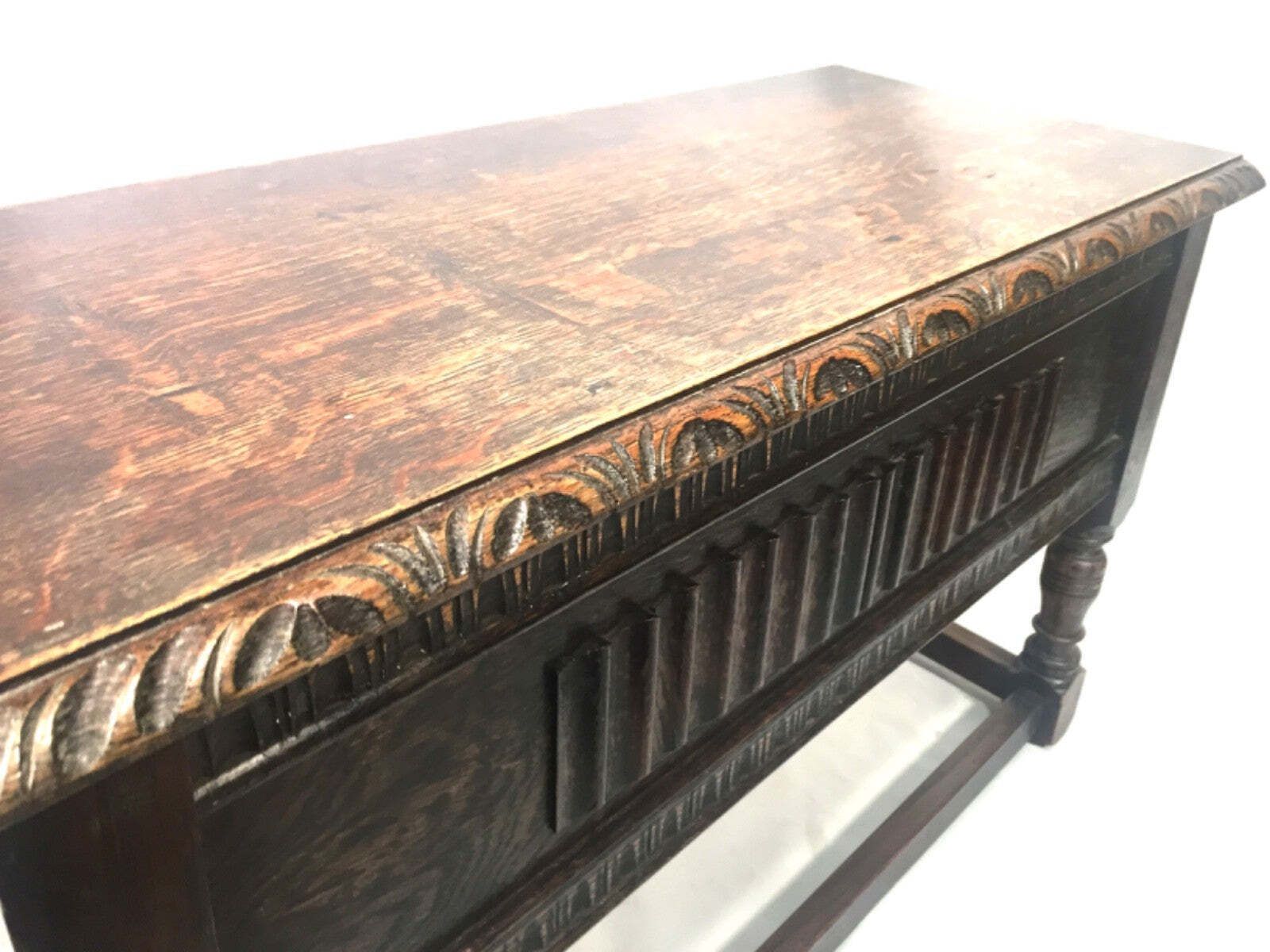 Antique Wooden Oak Carved Blanket Box / Coffer On Legs Arts & Crafts C.1930 photo 199.0