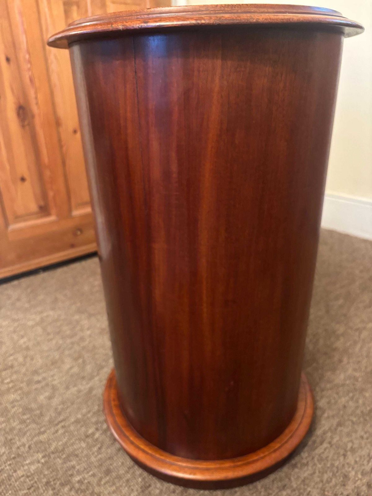 Antique Victorian Solid Mahogany Cylindrical Pot Bedside Cupboard Marble Top photo furniture