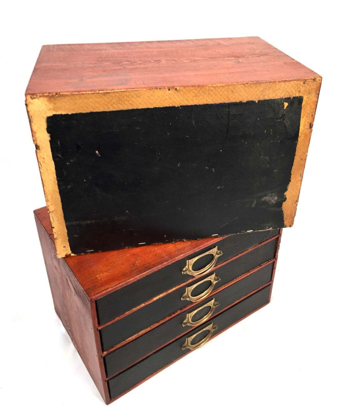 Furniture Antique Pair Of 'Advance Library' Wooden Drawers / Desktop Filling Box C.1920 photo