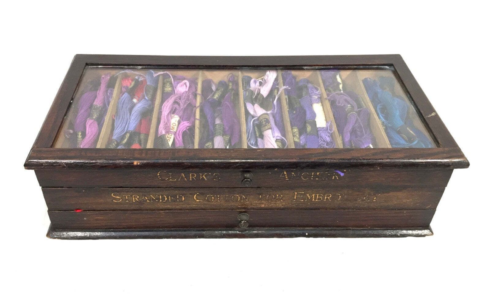 Antique Haberdashery Shop Display Clark's Anchor Cotton Cantilever Sewing Box photo furniture