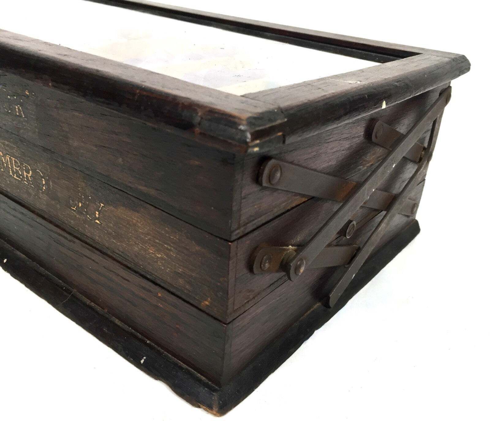 Antique Haberdashery Shop Display Clark's Anchor Cotton Cantilever Sewing Box photo vinterior