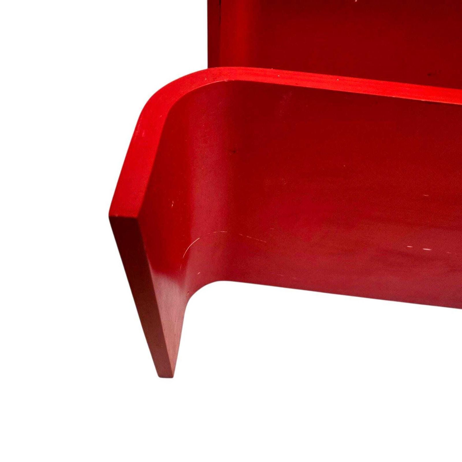 Vintage Post Modern Red Wooden Curved Wall Shelve photo Furniture