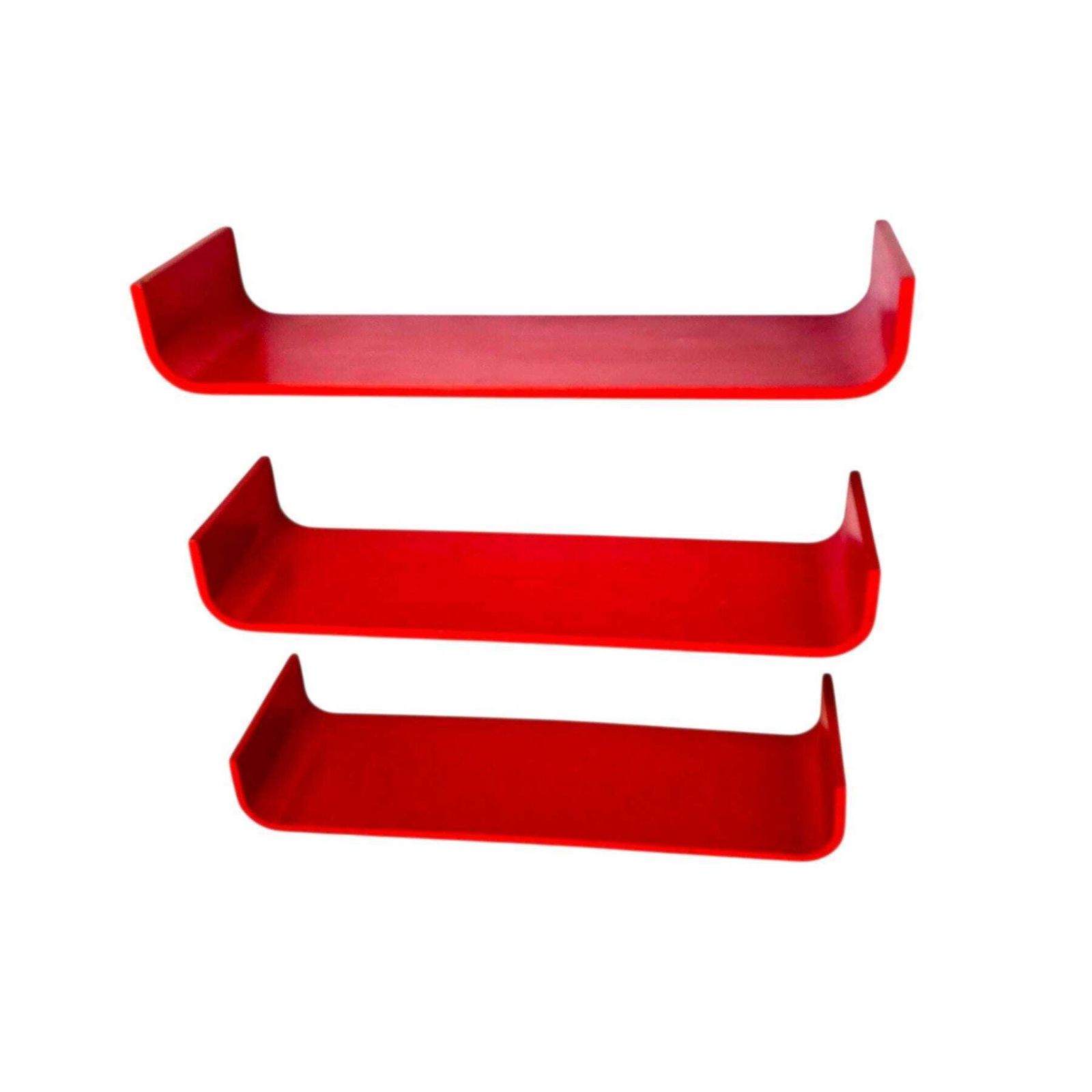 Vintage Post Modern Red Wooden Curved Wall Shelve photo 180.0