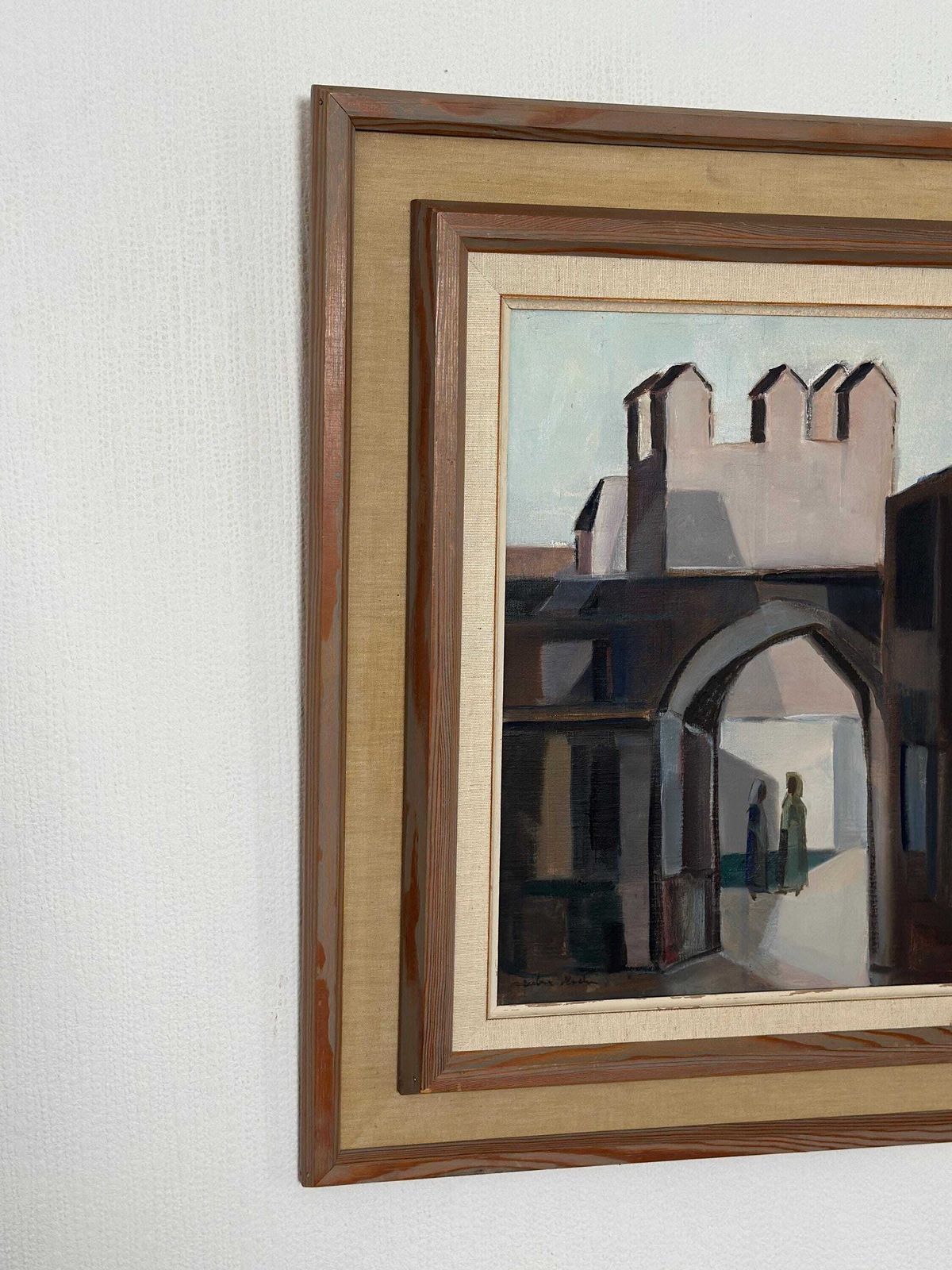photo vintage Original Mid Century Swedish Oil On Canvas – “Entrance” By Reuben Hedin – Vintage & Framed – 55 × 63 Cm (21.7" × 24.8")