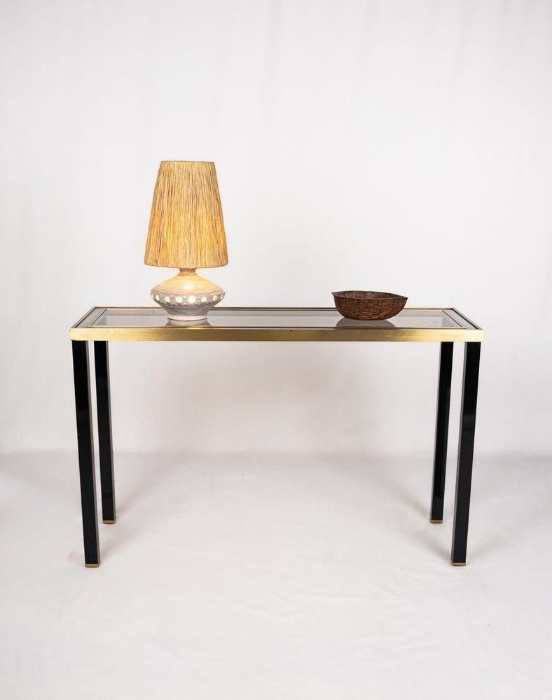 Elegant Metal Console In The Style Of Willy Rizzo, Italy, 1970s photo furniture