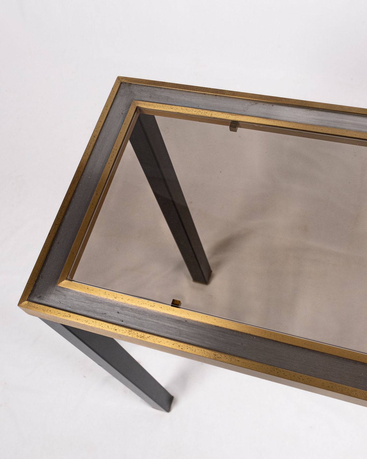 photo furniture Elegant Metal Console In The Style Of Willy Rizzo, Italy, 1970s