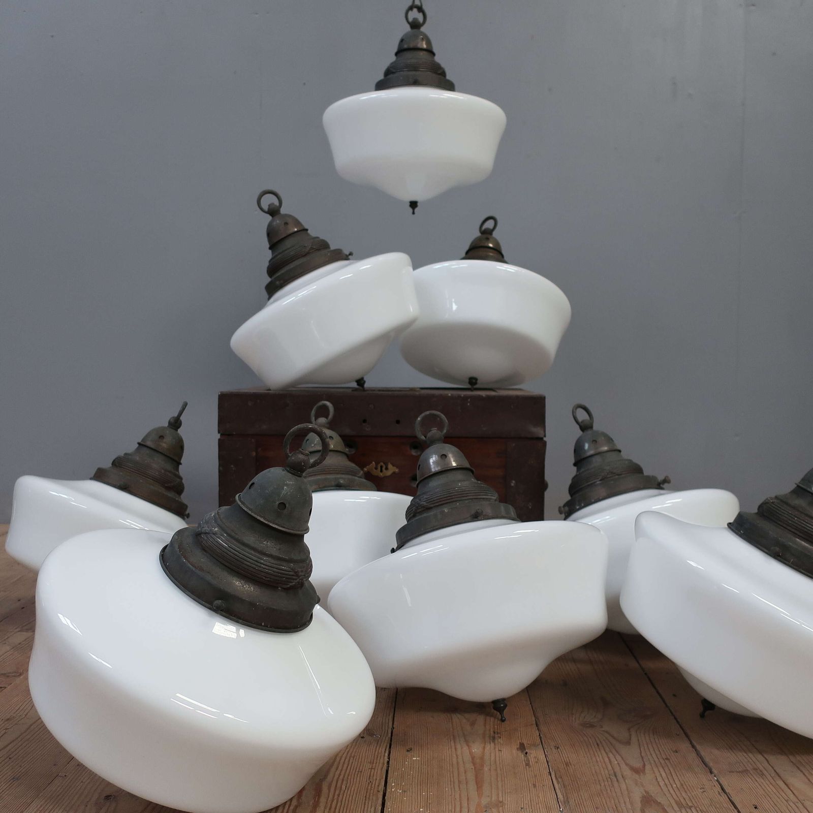 Large Opaline Chapel Pendant Lights ~ 2 Available ~ Priced Individually photo buy