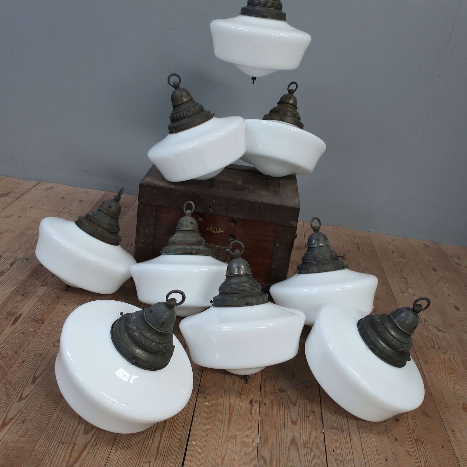photo furniture Large Opaline Chapel Pendant Lights ~ 2 Available ~ Priced Individually
